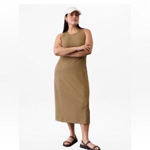 Athleta Tan seasoft rib Sleeveless Dress L Tall